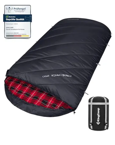KingCamp XXL Schlafsack für 4 Jahreszeiten - Deckenschlafsack aus hochwertigem Baumwollflanell, ideal für Camping und Outdoor, bietet Komfort bis -8°C und viel Bewegungsfreiheit bei nur 2,1 kg Gewicht.