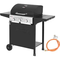 Royal Gourmet Gasgrill Grillwagen 3 Brenner - 9 kW leistungsstarker Propangasgrill, ideal für Gartenpartys und Camping mit umfangreicher Ausstattung und einfacher Reinigung