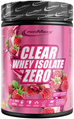 IronMaxx Clear Whey Isolate Zero - 400 g Dose, Himbeere - Protein Shake für Muskelaufbau, kalorienarm und erfrischend fruchtig im Geschmack, ideal für Fitness-Enthusiasten