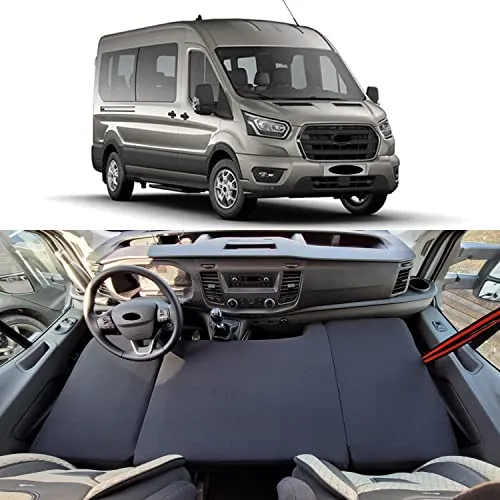 Camper Bett Fahrerhausbett für Ford Transit Tourneo Custom Nugget ab BJ 2012 - Sonstige: Hochwertiges Fahrerhausbett aus Polsterstoff in Schwarz, perfekt für zusätzlichen Schlafplatz und Komfort auf Reisen.