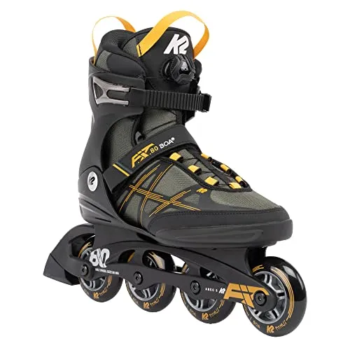 K2 30G0315 Inline Skates - Grau/ Mustard, EU 44.5 - Inliner mit Original K2 Softboot und Boa Verschlusssystem für optimalen Komfort und Stabilität beim Fahren.