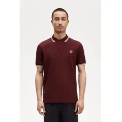 POLO UOMO FRED PERRY DOPPIA RIGA OXBLOOD - Stylisches Poloshirt für Herren in Oxblood mit doppeltem Streifenmuster, aus hochwertiger Baumwolle für optimalen Tragekomfort.