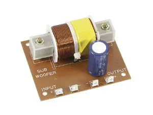 Sintron Subwoofer-Weiche CR201 200426 - Hochwertige Subwoofer-Weiche für den Selbstbau, 1 Eingang und 1 Ausgang, mit einer Trennfrequenz von 120 Hz. Kompakt und leistungsstark für individuelle Lautsprecherprojekte.