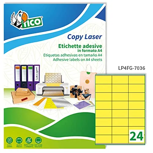 Etichette Copy Laser Prem.Tico fluo 70x36mm giallo LP4FG7036 (conf.70)