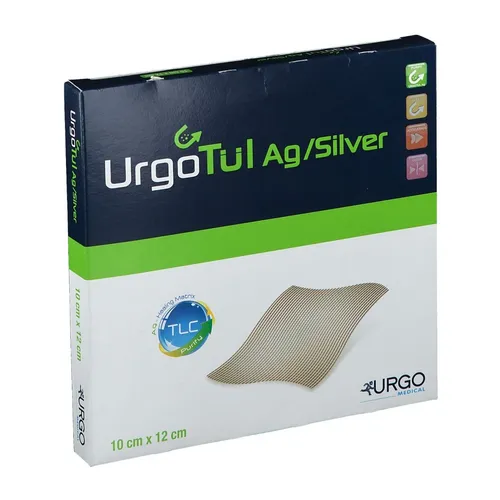 Urgotül Silver Wundgaze 10x12 cm - Arzneimittel, antibakterielle Wundgaze mit Silberanteil zur schnellen Wundheilung und Infektionsprophylaxe.