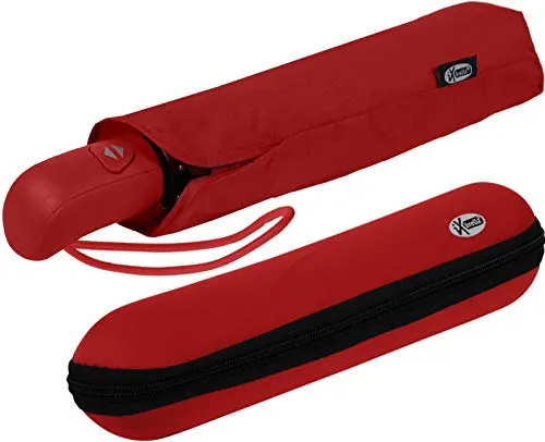 iX-brella Taschenregenschirm First Class - Automatikchirm, sturmfest und windfest - Taschenschirm mit 97cm Durchmesser, stabil und windfest. Ideal für unterwegs, im praktischen Etui. Ergonomischer Griff für angenehmes Tragen. Schützt zuverlässig bei Regen!