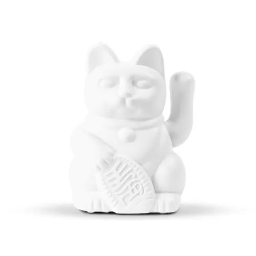 DONKEY Lucky Cat Solar White „Shiora“ – kleine weiße Solar-Winkekatze/Glückskatze, 5 cm, Steht für Frieden, ohne Batterie