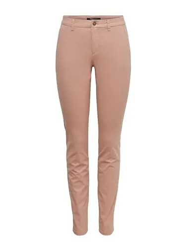 ONLY Damen Onlpoptrash Life Easy Col Pant PNT Noos Trousers 15115847, Rose Dawn, 38W / 32L - Stylische Chino Hose mit Knopfleiste und Gürtelschlaufen für einen modernen Slim Fit. Ideal für lässige Outfits und den täglichen Gebrauch.