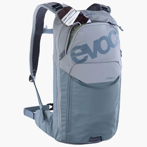 EVOC STAGE 6 Backpack, leichter Fahrradrucksack mit optimaler Rückenbelüftung - Rucksäcke für Mountainbiker mit BRACE LINK Schultergurten und AIR FLOW CONTACT SYSTEM für besten Tragekomfort und Rückenbelüftung. PFC-frei, kompakt und ideal für lange Touren.