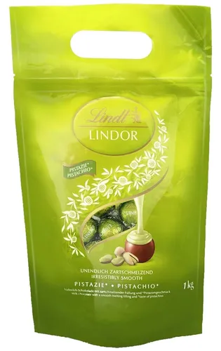 Lindt Lindor XXL Beutel Pistazie - 1kg - Schokoladenbonbons & Pralinen, unwiderstehliche Pistazienfüllung für ein luxuriöses Geschmackserlebnis, ideal zum Teilen oder Genießen!