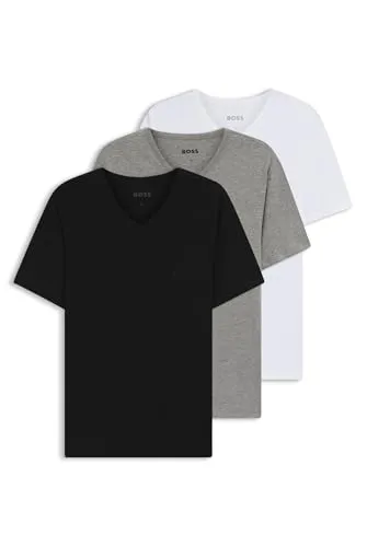 BOSS Hugo Herren T-Shirt Assorted 999, S - T-Shirts für Herren im praktischen Dreierpack, aus softer und atmungsaktiver Baumwolle mit stilvoller Logo-Stickerei.