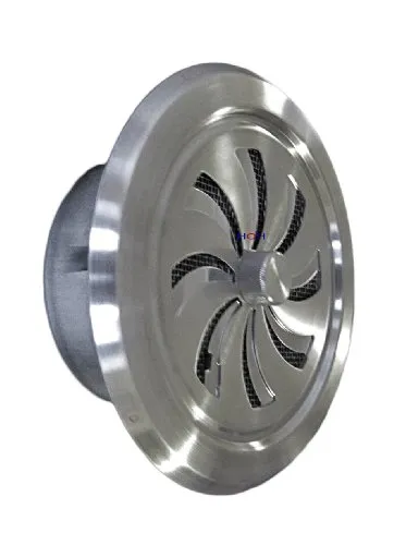 Edelstahl Lüftungsgitter LG-6510 L - Abzüge, Gitter & Belüftungen - Stufenlos regulierbares Schiebegitter mit Fliegengitter aus gebürstetem V2A Edelstahl für Rohranschluss Ø DIN 100.