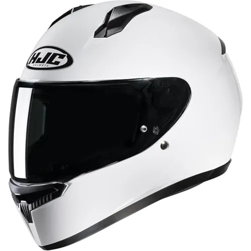 HJC C10 Solid Helm, weiss, Größe 3XS für Männer - Motorradhelm mit fortschrittlicher Polycarbonate Composite-Schale für optimale Sicherheit und Komfort, verbessert das Sichtfeld um 10mm für bessere Sicht auf der Straße.