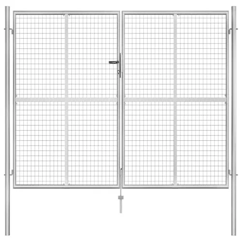 vidaXL Gartentor - Doppelflügeltor aus verzinktem Stahl 306x250cm - Flügeltor aus hochbelastbarem, rostfreiem Stahl, ideal für eine sichere und stilvolle Abgrenzung Ihres Gartens oder Innenhofs.