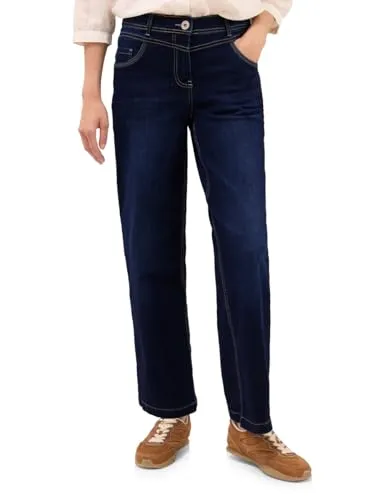 CECIL Damen Wide Leg Jeans 3716113 - Dunkelblau - Stylische Wide Leg Jeans im Loose Fit mit High Waist Design, ideal für komfortable Looks und vielseitige Kombinationsmöglichkeiten.