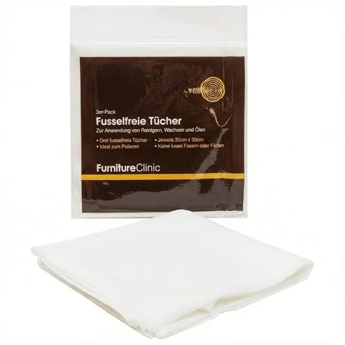 Furniture Clinic fusselfreie Reinigungstücher im 3er-Pack, zum Reinigen, Ölen von Holzmöbeln, Auftragen von Holzwachsen und mehr, 3 Stück