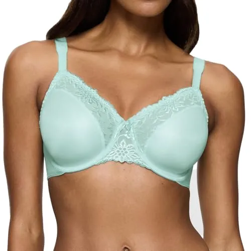 Triumph Ladyform Soft W Minimizer-BH (80D Crystal Blue) - Funktionsunterwäsche: Komfortabler Minimizer-BH mit Spitzenumrandung, der die Brust optisch reduziert und gleichzeitig feminine Eleganz bietet.