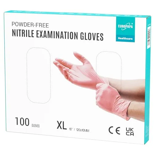 EUROPAPA Nitrilhandschuhe Pink - 100 Stück Einweghandschuhe, reißfest und hautfreundlich, ideal für Hygiene und Gastronomie