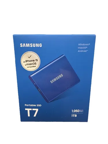 Samsung Portable SSD T7 - 1 TB, USB 3.2 Gen.2, ultra-schneller externer Speicher mit bis zu 1.050 MB/s