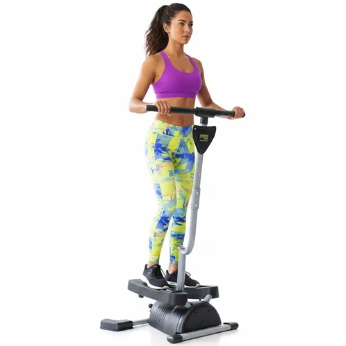 Bonplus BP Stepper mit Handgriff – Multifunktionaler Heimtrainer für den ganzen Körper - Effizienter Stepper für das Heimtraining, ideal für Arme, Bauch und Beine. Robuste Bauweise mit 120 kg Tragfähigkeit und LCD-Bildschirm für Fortschrittsverfolgung.