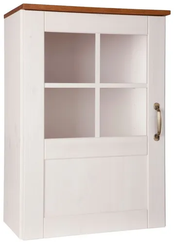 Home affaire Hängeschrank Alby 50 cm - Weiß - Einbauküchen-Komponenten, eleganter Hängeschrank im Landhaus-Look mit Glastür und zwei Einlegeböden, ideal für stilvolle Küchenaufbewahrung.