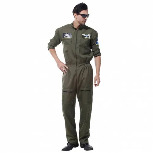MIESEPETER Kostüm Piloten-Kostüm Herren 2XL/3XL - Kostüme für Herren, ideales Kampfjet Pilot-Kostüm in grün, perfekt für Karneval und Fasching.