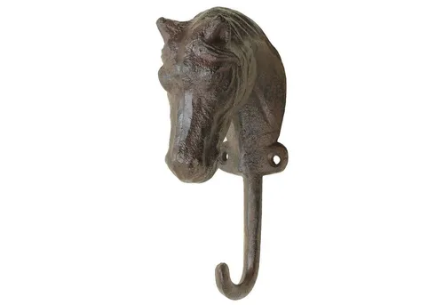 Macosa Home Garderobenhaken Wand Haken Vintage Retro Pferdekopf Deko Dunkelrostfarben (Handtuchhaken Schlüssel-Haken, 16 x 5 x 8 cm), lackiert Nostalgie Garderoben-Haken Kleiderhaken