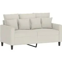 vidaXL 2-Sitzer-Sofa Creme 120 cm Samt - Sofa in Creme, aus weichem Samt für hohen Sitzkomfort, ideales Möbelstück zum Entspannen oder Plaudern, robustes Metallgestell sorgt für Stabilität.