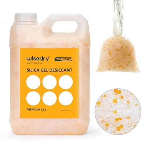 wisedry 2.2KG[5 LBS] Silikagel Perlen Wiederverwendbare mit Farbe indikator Wiederaufladbar Kieselgel Trockenmittel Bulk mit 10 PC-Organza-Drawstring-Beuteln