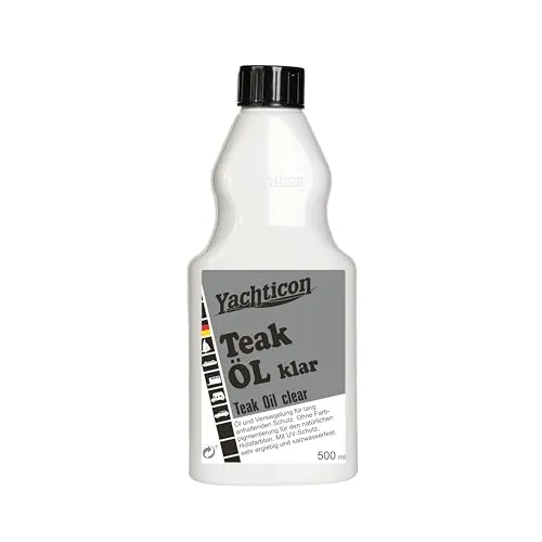 Yachticon Teaköl klar 500ml - Hochwertiges Teak Öl für Boot und Terrasse - Farben & Pflege - Schützt und pflegt Teakholz effektiv, ideal für Boote, Schiffe und Terrassen, sorgt für langanhaltenden Glanz und Witterungsbeständigkeit.