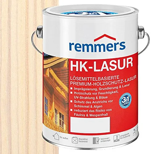 Remmers HK-Lasur 3in1 weiß, 5 Liter – Premium Holzlasur für außen - Beizen – Exzellenter Holzschutz für den Außenbereich, vereint Imprägnierung, Grundierung und Lasur in einem Produkt. Ideal für Zäune und Gartenhäuser, schützt vor Feuchtigkeit und UV-Strahlung.