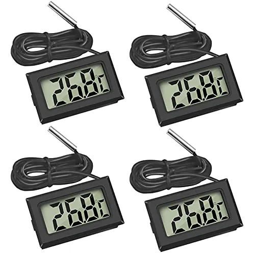 Thlevel Digital LCD Thermometer mit externem Sensor - Präzises Temperaturmonitoring für Kühlschrank, Gefrierschrank und Aquarium. Mit wasserdichtem Metallsensor und gut ablesbarem LCD-Display – ideal für vielseitige Anwendungen.
