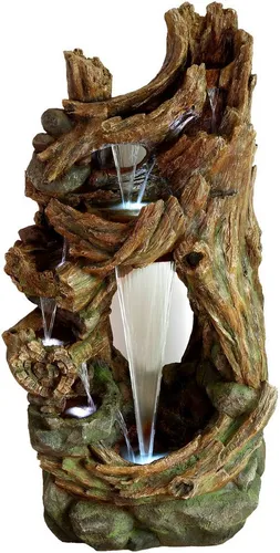 Ubbink Polyresin-Gartenbrunnen Acqua Arte Kalloni - Naturgetreue Baumstamm-Optik - Gartenbrunnen mit faszinierender Baumstamm-Nachbildung, inkl. Pumpe und 48 warmweißen LEDs für stimmungsvolle Abende. Witterungsbeständig und langlebig – ideal für Ihre grüne Oase!