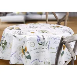 Beautex Wachstuchtischdecke Provence abwischbar rund 100 cm beige - Praktische Wachstuchtischdecke in rund, ideal für Indoor und Outdoor. Strapazierfähig und wasserabweisend, perfekt für Gartenpartys oder Camping. Pflegeleicht, einfach abwischbar.