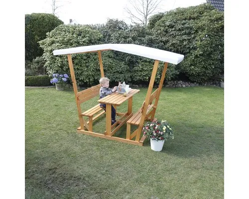 Kinderpavillon Anna Holz natur - Gartenhäuser, Geräteschuppen & Carports - Robustes Spielhaus aus naturbelassenem Holz, ideal für kreative Spielstunden im Freien.