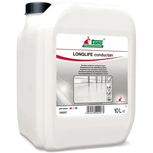 Tana Longlife Conductan 10 L - Ableitfähige Beschichtung - Bodenbeschichtung für PVC und Linoleum, bietet einen robusten Schutzfilm und erleichtert die Unterhaltsreinigung, ideal für leitfähige Böden.