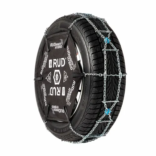 RUDinnov8 HYBRID Schneekettenpaar Größe H112 - feingliedrig 7mm, einfache Montage für stressfreie Winterfahrten mit Ihrem PKW