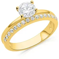 Tony Fein Solitärring 585er Vergoldet mit Zirkonia - Eleganter Solitärring aus 585er Vergoldung mit hochglanzpolierter Oberfläche und funkelndem Zirkonia. Perfekt als Geschenk in einer stilvollen Verpackung. Größe 54.