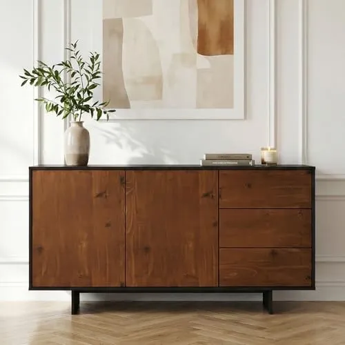 IDIMEX Sideboard ARTO, 135 cm - Elegante Kommode mit 2 Türen und 3 Schubkästen - Praktisches Sideboard mit 135 cm Breite, ideal für Wohnzimmer oder Flur. Robuste Oberflächen und minimalistisches Design bieten viel Stauraum und pflegeleichte Nutzung. Perfekt für moderne Wohnkonzepte.