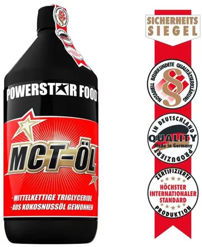 Powerstar Food MCT-ÖL Mittelkettige Triglyceride, 1000 ml Flasche