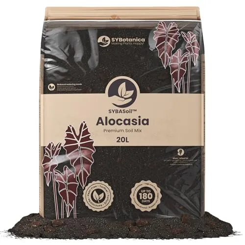 Sybotanica - Alokasien-Erde 20 L – Premium Coco Blumenerde für Alocasia, Colocasia, Caladium & mehr, Torffrei & 180 Tage Bio-Dünger – Für Zimmerpflanzen-Liebhaber