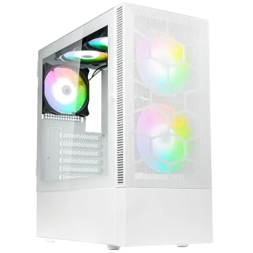 Kolink Observatory MX Mesh ARGB Midi-Tower - weiß - Stylisches Midi-Tower PC-Gehäuse mit Tempered Glass-Seitenteil und Mesh-Front, ausgestattet mit 5x ARGB Lüftern für optimale Kühlung und beeindruckende Beleuchtung.