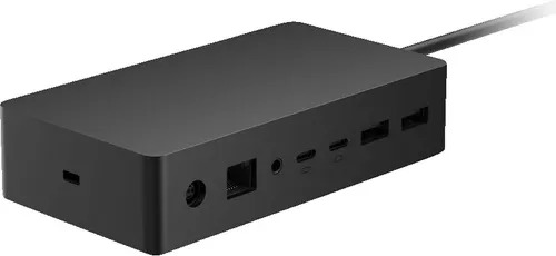 Microsoft Surface Dockingstation A1917 für Surface Pro 5, 6, 7 - Weiteres Notebook-Zubehör mit Dual-4K Unterstützung bei 60 Hz, 6 USB-Anschlüssen und CO2-neutraler Produktion – ideal für effizientes Arbeiten und Umweltschutz.