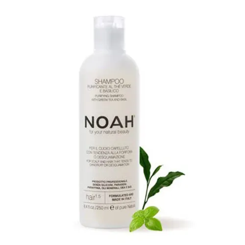 Noah Natural Purifying Hair 1.5 Anti-Schuppen-Shampoo - Shampoo für schuppenanfällige Kopfhaut, mit grünem Tee und Basilikum für effektive Reinigung und Vitalität, vegan und ohne schädliche Zusatzstoffe.