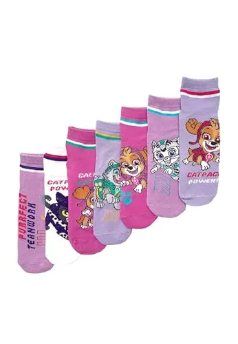 ONOMATO! Paw Patrol Skye Cat Pack Power Kinder Mädchen Seaker-Socken Set 7 Paar (DE/NL/SE/PL, Numerisch, 31, 34, Regular)