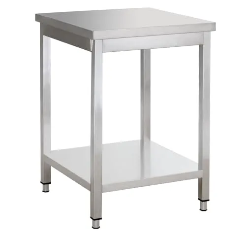 GastroHero Edelstahl Arbeitstisch Basic 8x6 mit Grundboden - Edelstahlmöbel, ideal für die Gastronomie - robuster Tisch aus hochwertigem Chrom-Nickel-Stahl, optimal für den Umgang mit Lebensmitteln und mit praktischem Grundboden.