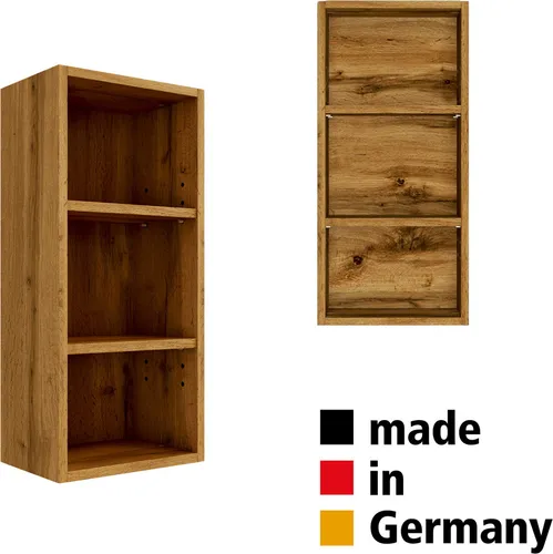 Badmöbel Hängeregal 30 cm Wotan Eiche Nb. - Stilvolles Badregal - Regal & Aufbewahrung, Wandbefestigung mit 3 verstellbaren Einlegeböden, elegantes Design in Eiche Wotan für einen modernen Look im Bad.
