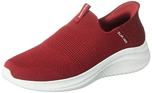 Skechers Herren Ultra Flex 3.0 Smooth Step Sneaker - Herren-Sneaker mit burgunderrotem Strickbesatz, ideal für Freihändige Slip-Ins und sockenähnlichen Komfort dank Stretch-Fit-Design.