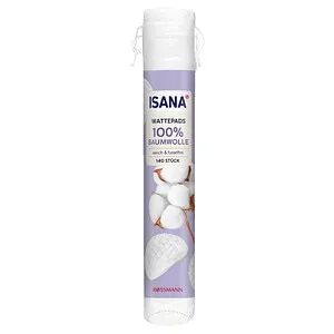 ISANA Wattepads 2-lagig weiß, 140 St. - Ideal für Schönheitspflege - Sonstige Hygienepapiere, fusselfrei und aus 100% Baumwolle, perfekt für Lotionen, Abschminken und Nagellackentfernung.