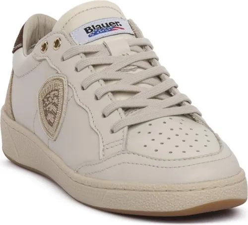 Blauer USA Olympia 21 Sneaker Weiß - Damen Halbschuhe Gr. 39 - Stylische Damen Sneaker Olympia 21 in Beige mit flachem Absatz und hochwertigem Lederobermaterial. Ideal für den ganzjährigen Einsatz, bequem und modisch.